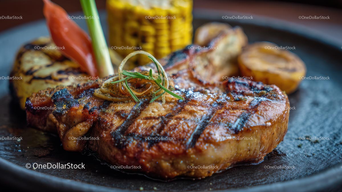 Grilled Ribeye Steak with Rosemary and Vegetables