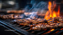 Juicy Grilled Steak with Flames on the BBQ Grill