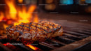 Juicy Grilled Steak Sizzling Over Open Flames