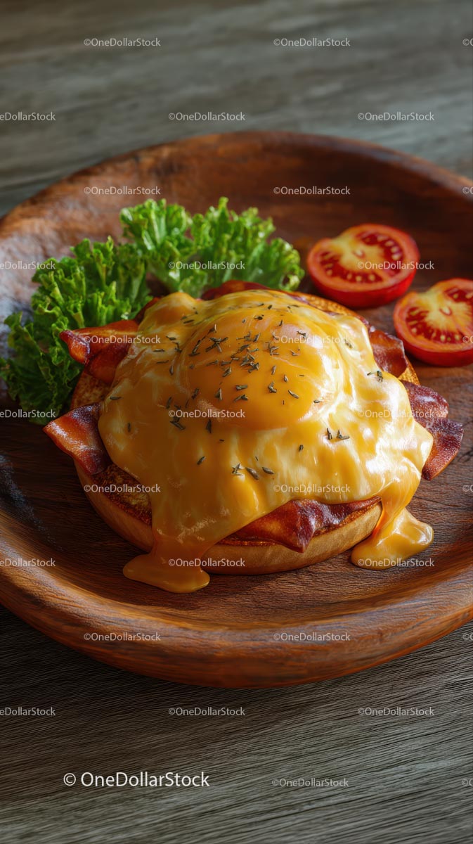 Gourmet Breakfast Sandwich with Melted Cheese