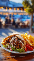 Tasty Kebab Wrap with Crispy French Fries on a Sunny Day