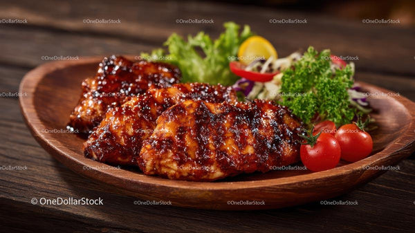 Grilled Chicken with Barbecue Sauce and Fresh Salad