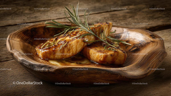Grilled Fish with Rosemary on Wooden Plate Stock Photo Bundle (27 JPG Files)