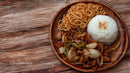 Asian Stir-Fried Chicken with Rice and Noodles