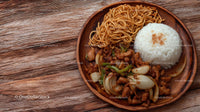 Asian Stir-Fried Chicken with Rice and Noodles