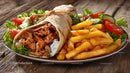 Delicious Shawarma with Fries and Fresh Salad
