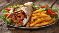 Delicious Shawarma with Fries and Fresh Salad