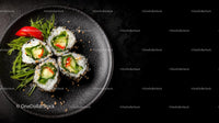 Vegetarian Sushi Rolls on Elegant Black Plate
