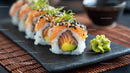 Grilled Fish with Rosemary on Wooden Plate