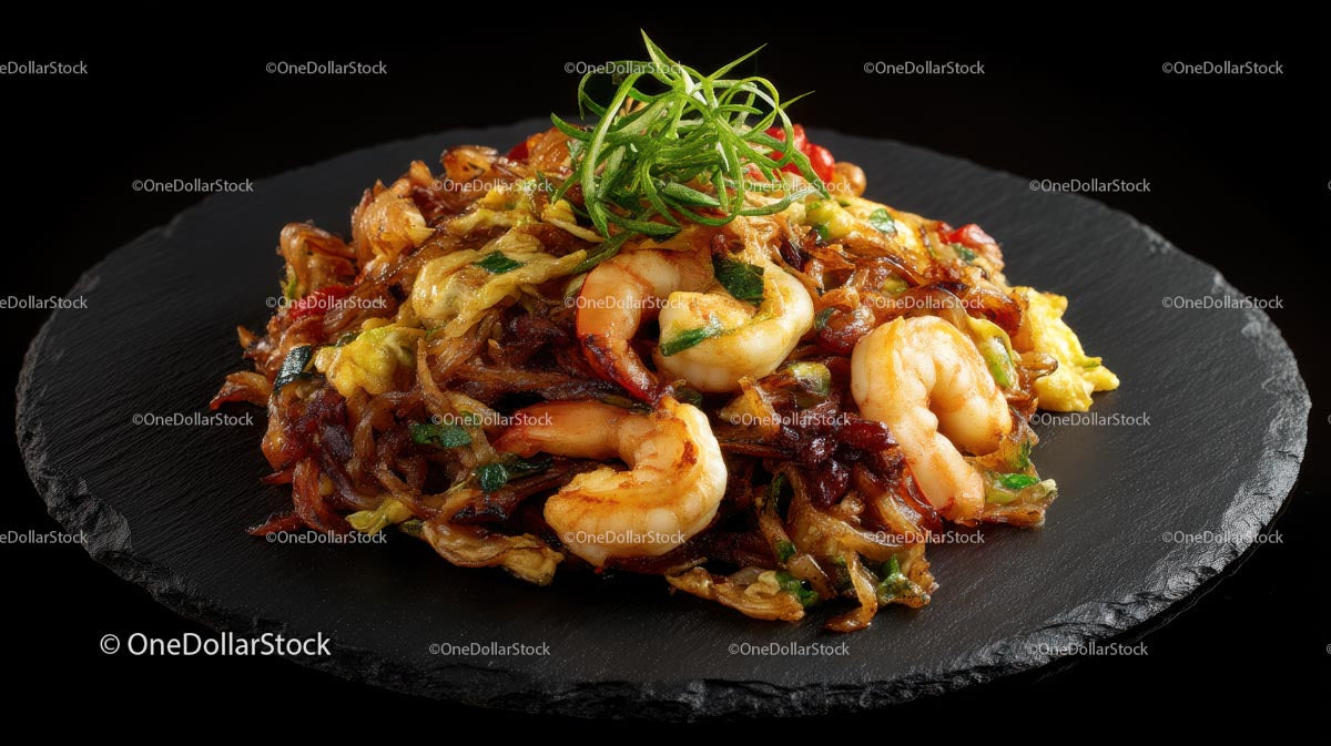 Gourmet Shrimp Noodles With Fresh Vegetables