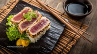Seared Tuna Sashimi with Fresh Garnishes
