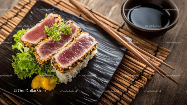 Seared Tuna Sashimi with Fresh Garnishes