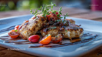 Grilled Fish with Cherry Tomatoes and Thyme Garnish
