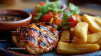 Grilled Chicken with Fresh Salad and Crispy Fries