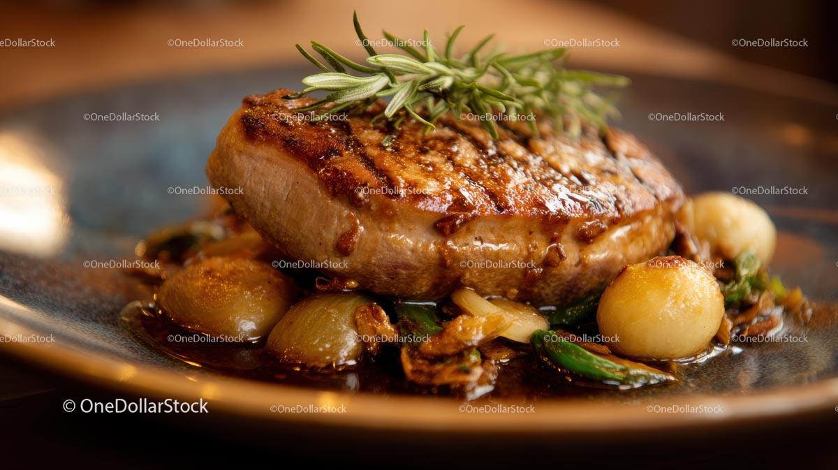 Gourmet Pork Chop with Rosemary and Onions