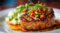Gourmet Grilled Steak with Fresh Herb Garnish