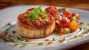 Seared Scallop with Vibrant Cherry Tomato Garnish