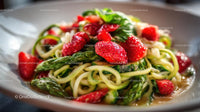 Gourmet Zucchini Noodles with Strawberries and Asparagus