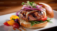Gourmet Burger with Fresh Vegetables and Melted Cheese