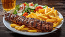 Grilled Kebab with Fries and Fresh Salad