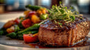 Gourmet Grilled Steak with Rosemary and Vegetables