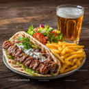 Grilled Meat Pita with Fries and Fresh Salad