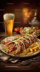 Gourmet Kebab Platter with Fries and Salad