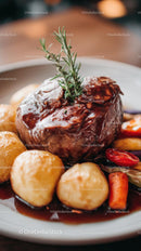 Gourmet Roast Beef with Roasted Potatoes and Rosemary