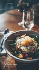 Rustic Brunch with Sunny Side Up Egg and Vegetables