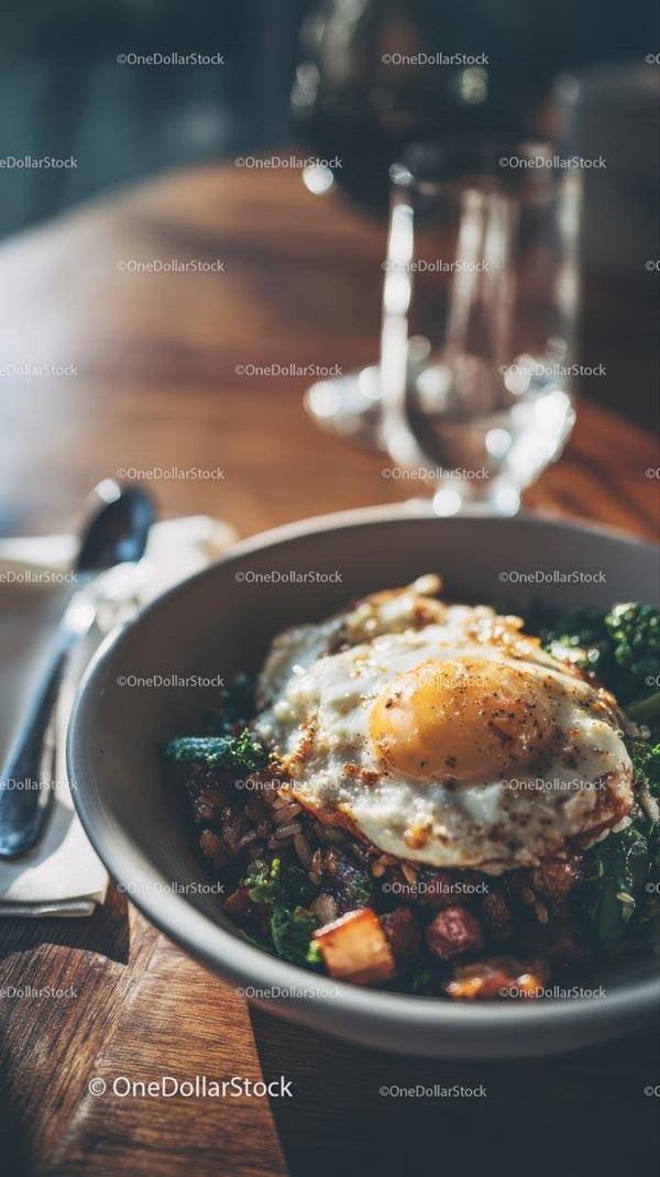 Rustic Brunch with Sunny Side Up Egg and Vegetables