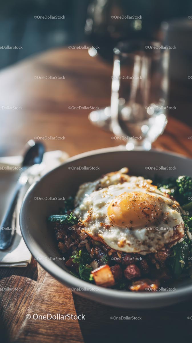 Rustykalny brunch z jajkiem sadzonym i warzywami