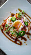 Gourmet Toast with Poached Egg and Jalapeno Slices