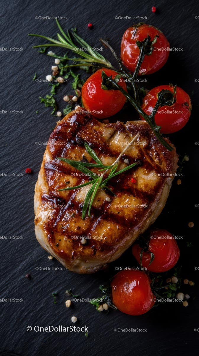 Grillowana pierś z kurczaka z rozmarynem i pomidorkami koktajlowymi