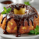 Delicious Chocolate-Glazed Bundt Cake with Mint Garnish