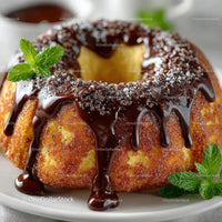 Delicious Chocolate-Glazed Bundt Cake with Mint Garnish
