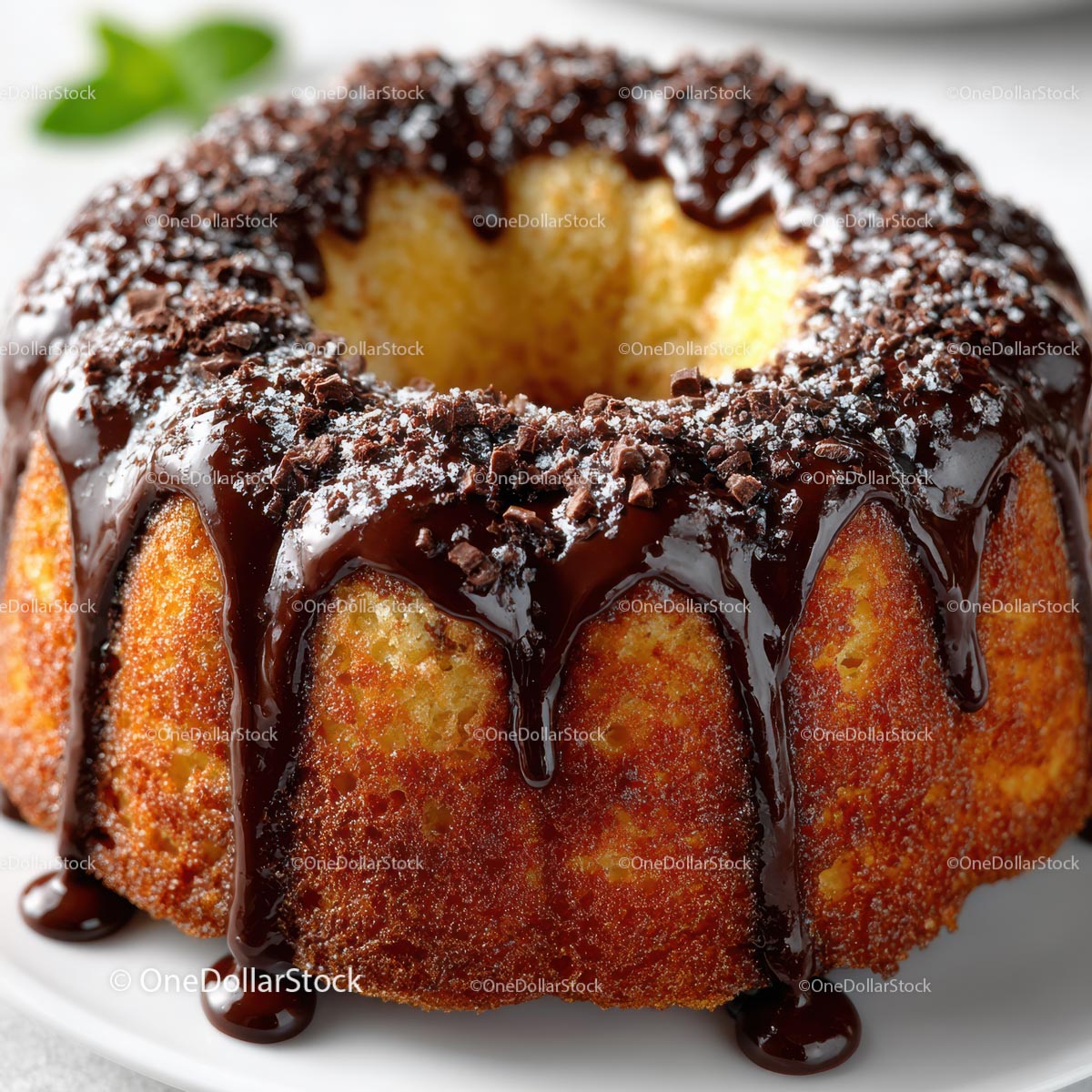 Rich Chocolate Glazed Bundt Cake Close-up