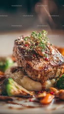 Gourmet Steak with Roasted Vegetables and Herbs