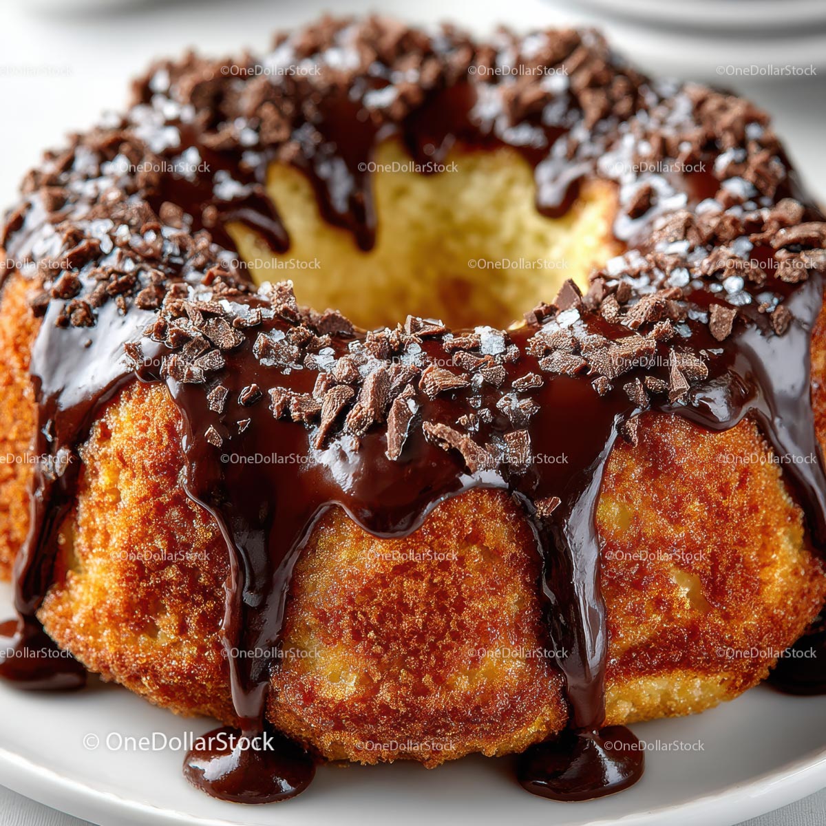 Chocolate Glazed Bundt Cake with Chocolate Shavings