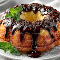 Delicious Bundt Cake with Chocolate Glaze and Mint