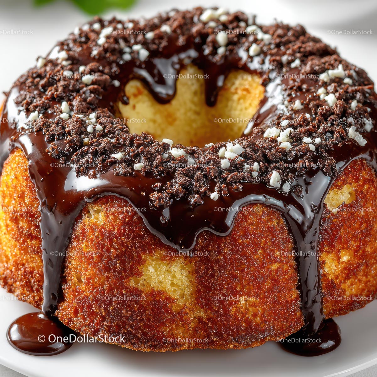 Pyszne ciasto Bundt z bogatą polewą czekoladową
