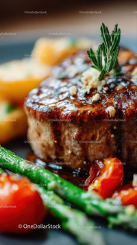 Gourmet Steak with Rosemary and Fresh Vegetables
