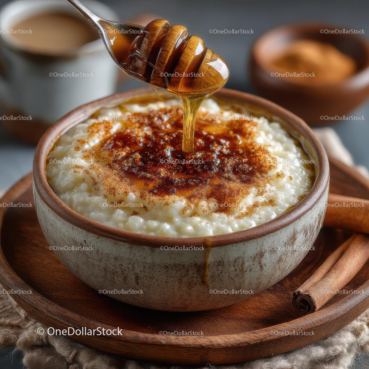 Honey-Drizzled Rice Pudding with Cinnamon