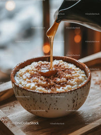 Cozy Oatmeal with Cinnamon and Syrup Drizzle