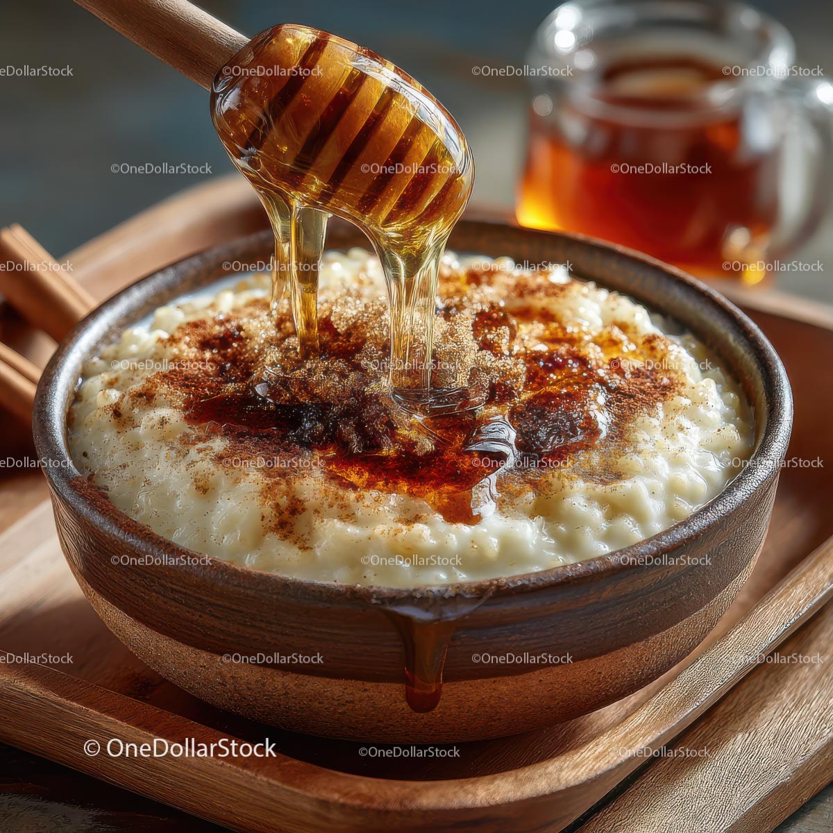 Rice Pudding with Honey and Cinnamon Drizzle