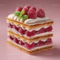 Raspberry and Cream Puff Pastry Delight on Pink