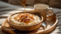 Warm Oatmeal with Honey in Cozy Sunlit Setting