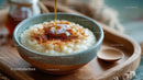 Creamy Rice Pudding with Drizzling Honey and Cinnamon