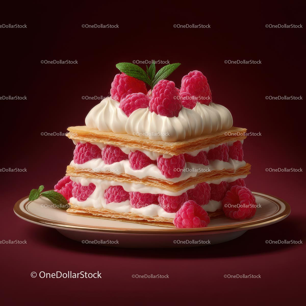 Raspberry Puff Pastry Dessert with Whipped Cream