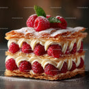 Layered Pastry with Cream and Fresh Raspberries