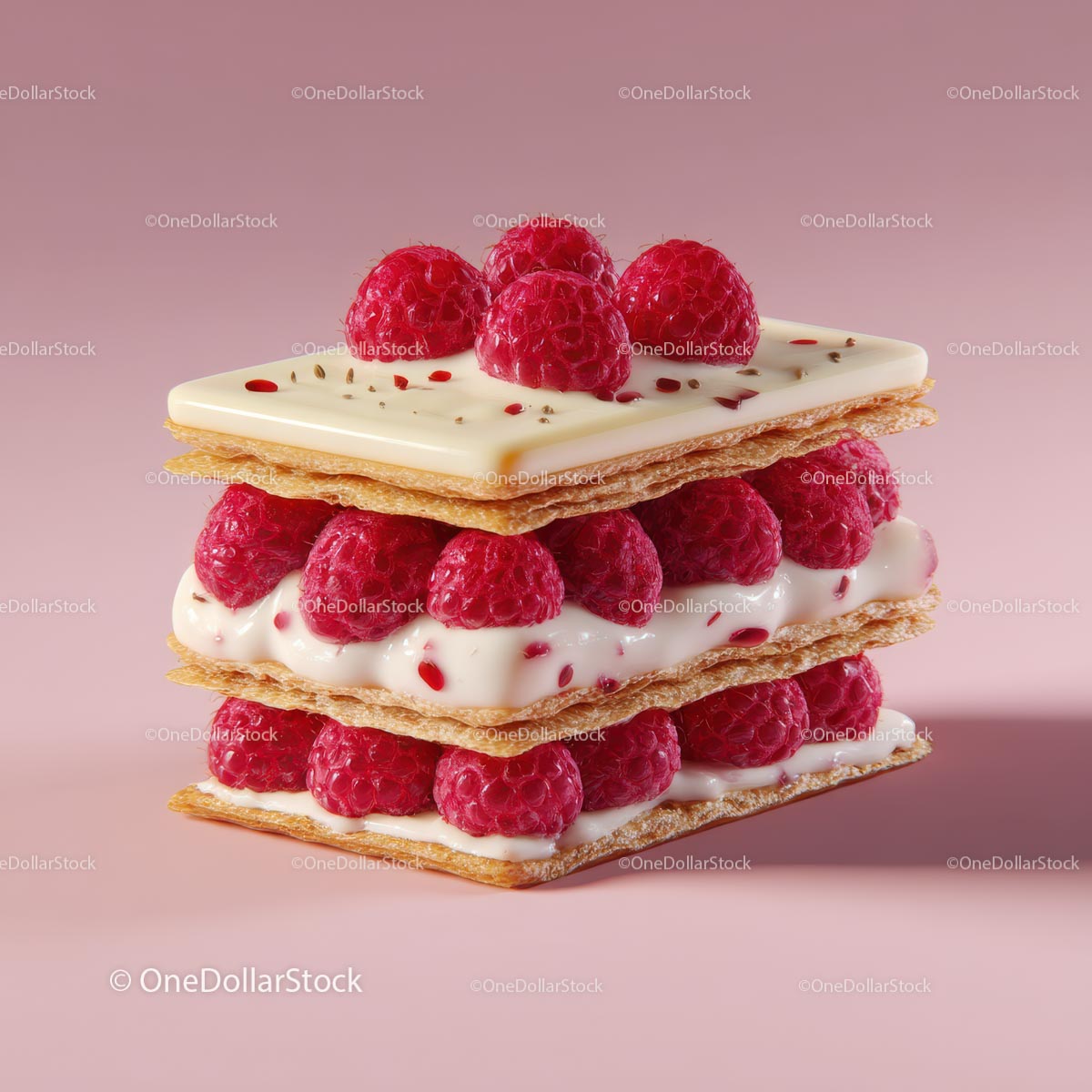Raspberry Layered Pastry with Creamy Filling